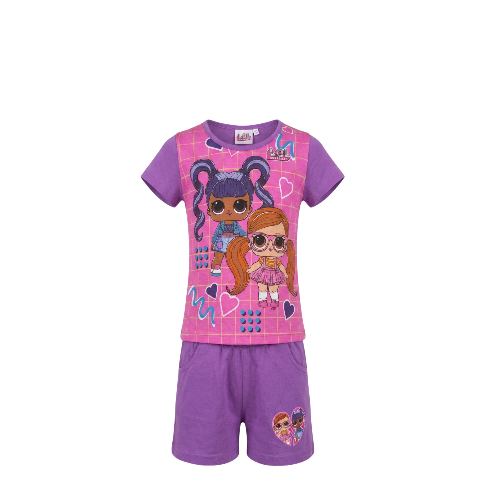 Ensemble Fille LOL Surprise – T-shirt & Short Rose Violet – 3 à 8 ans – Neuf