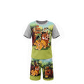 Ensemble Garçon Le Roi Lion – T-shirt Gris/Vert Imprimé Simba & Pumbaa & Short Assorti – 2 à 12 ans – Neuf