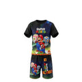 Ensemble Garçon Super Mario – T-shirt Imprimé & Short Assorti Dos Noir Uni – 4 à 14 ans – Neuf