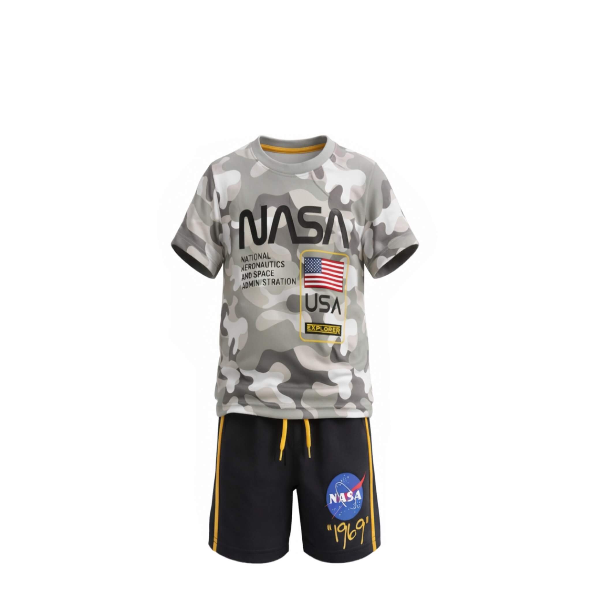 Ensemble Garçon NASA – 2 Pièces Camouflage Gris – 4 à 14 ans – Neuf