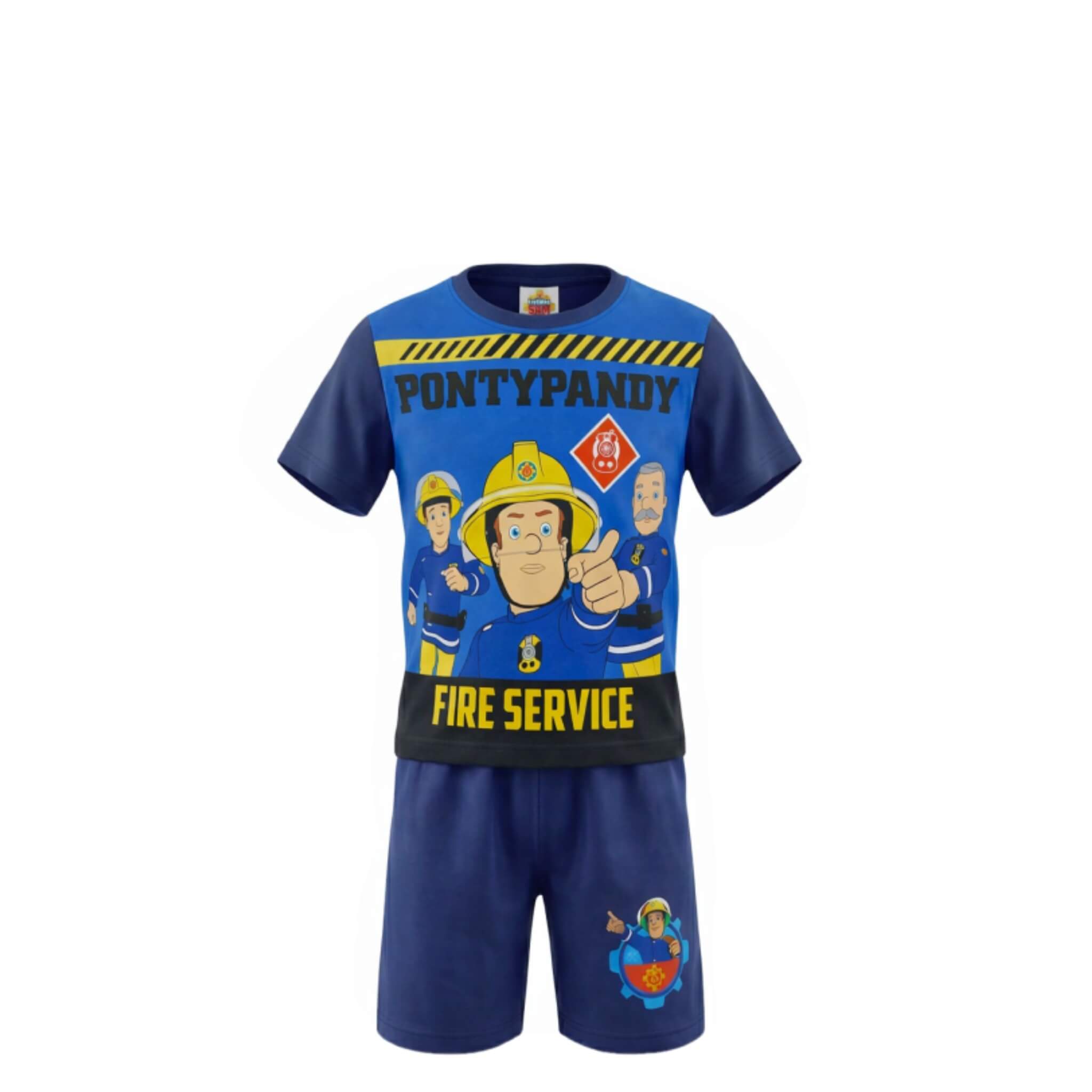Ensemble Été Garçon Sam le Pompier – T-shirt Imprimé & Short Bleu Assorti – 2 à 6 ans – Neuf
