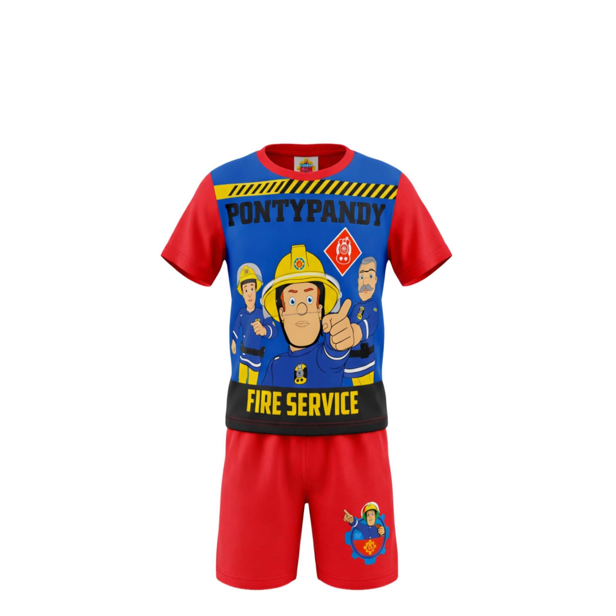 Ensemble 2 Pièces Garçon Sam le Pompier – T-shirt & Short Rouge – 2 à 6 ans – Neuf sous emballage