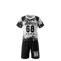 Ensemble 2 Pièces Garçon – T-shirt Imprimé Noir & Blanc & Short Assorti – 2 à 8 ans – Neuf sous emballage
