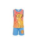 Ensemble Été Garçon Le Roi Lion – Débardeur Orange Imprimé Simba & Short Bleu Assorti – 5 ans – Neuf