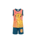 Ensemble Garçon Le Roi Lion – Débardeur Orange Imprimé Simba & Short Bleu Canard – 4 ans – Neuf