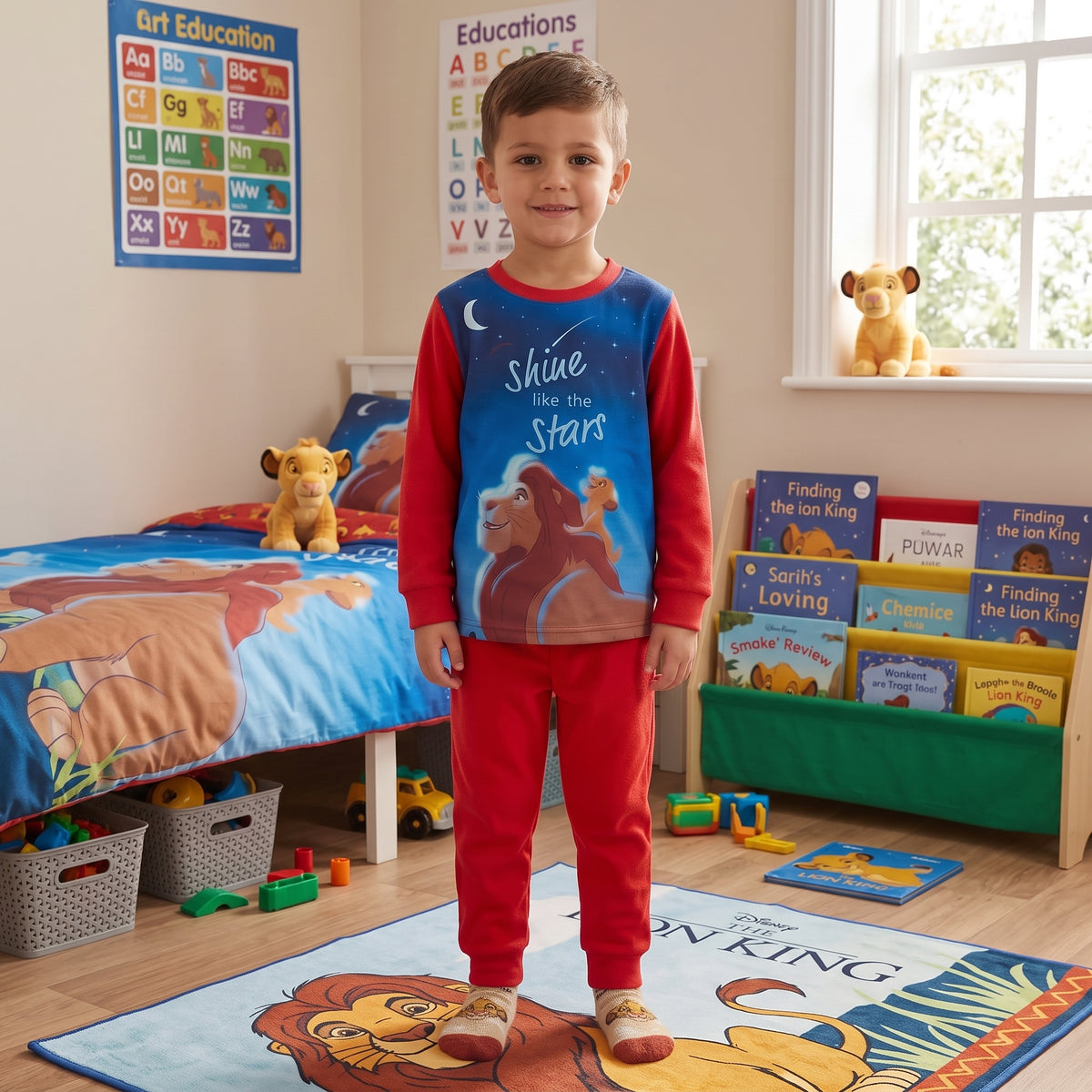 Pyjama garçon Disney Le Roi Lion en polaire, Mufasa et Simba bleu et rouge 2-8 ans