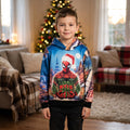 Sweat à capuche garçon Spider-Man de Noël avec cadeau rouge et village enneigé, porté