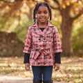 Trench rose brillant fille Buoyance à carreaux et doublure léopard 4-12 ans
