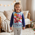 Sweat fille Pat’ Patrouille Stella en vol, devant bleu clair et manches bleu foncé, porté