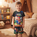 Ensemble garçon Super Mario, t-shirt et short bleu-vert à dos noirs 4 à 14 ans