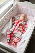Pyjama Grenouillere Bebe Fille Disney Minnie Mouse Raye Rouge Blanc Pieds Minnie 1-36 mois Neuf