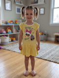 Robe Fille LOL Surprise Jaune Pastel Manches Courtes Babies Run The World 2-5 ans Neuf