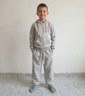 Survetement 2 Pieces Garcon Gris Sweat Zippe Capuche Pantalon Jogger Geffen 6-16 ans Neuf