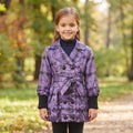 Trench fille Buoyance violet à carreaux, ceinture et doublure léopard 4-12 ans