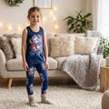 Ensemble fille Harley Quinn débardeur bleu et noir, legging imprimé 4 à 14 ans