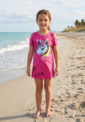 Tunique fille Sha Sha Moda rose fuchsia, licorne à sequins et épaules dégagées 2 à 12 ans