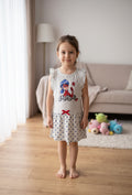 Robe Fille Miraculous Ladybug Grise Volants Jupe Pois Noeud Rouge Tikki 4-10 ans Neuf