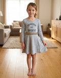 Robe Fille Grise Princesse en Basket Manches Longues 100% Coton 4 a 14 ans Neuf