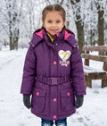 Doudoune fille Les Minions violette et rose avec capuche et ceinture 3-8 ans