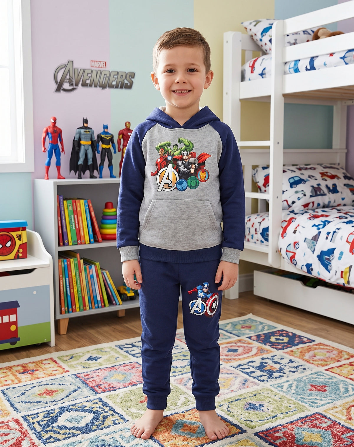 Jogging 2 Pieces Garcon Avengers Captain America Gris Bleu Marine Marvel 3-10 ans Neuf