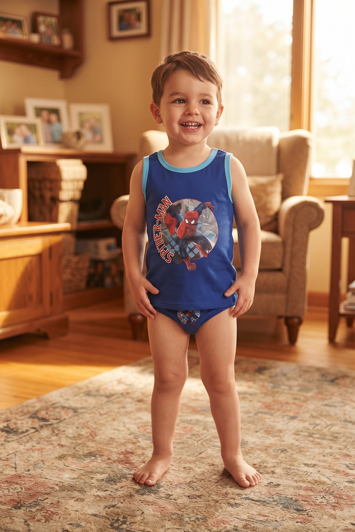 Ensemble sous-vêtements garçon Marvel Spider-Man, débardeur bleu roi et slip assorti 2-3 ans