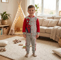 Ensemble garçon Spider-Man gris et rouge avec veste à pressions et pantalon jogger, porté par un enfant