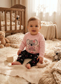 Ensemble Bebe Fille Koala Cute Pull Rose Pantalon Bleu Marine 6-18 mois Neuf
