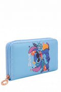 Grand Portefeuille Fille Stitch Tropical Ananas Feuilles Bleu Ciel Simili Cuir 19x10cm Neuf