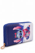 Grand Portefeuille Fille Stitch Hiver Bonnet Rose Cadeau Fleuri Bleu Marine 19x10cm Neuf