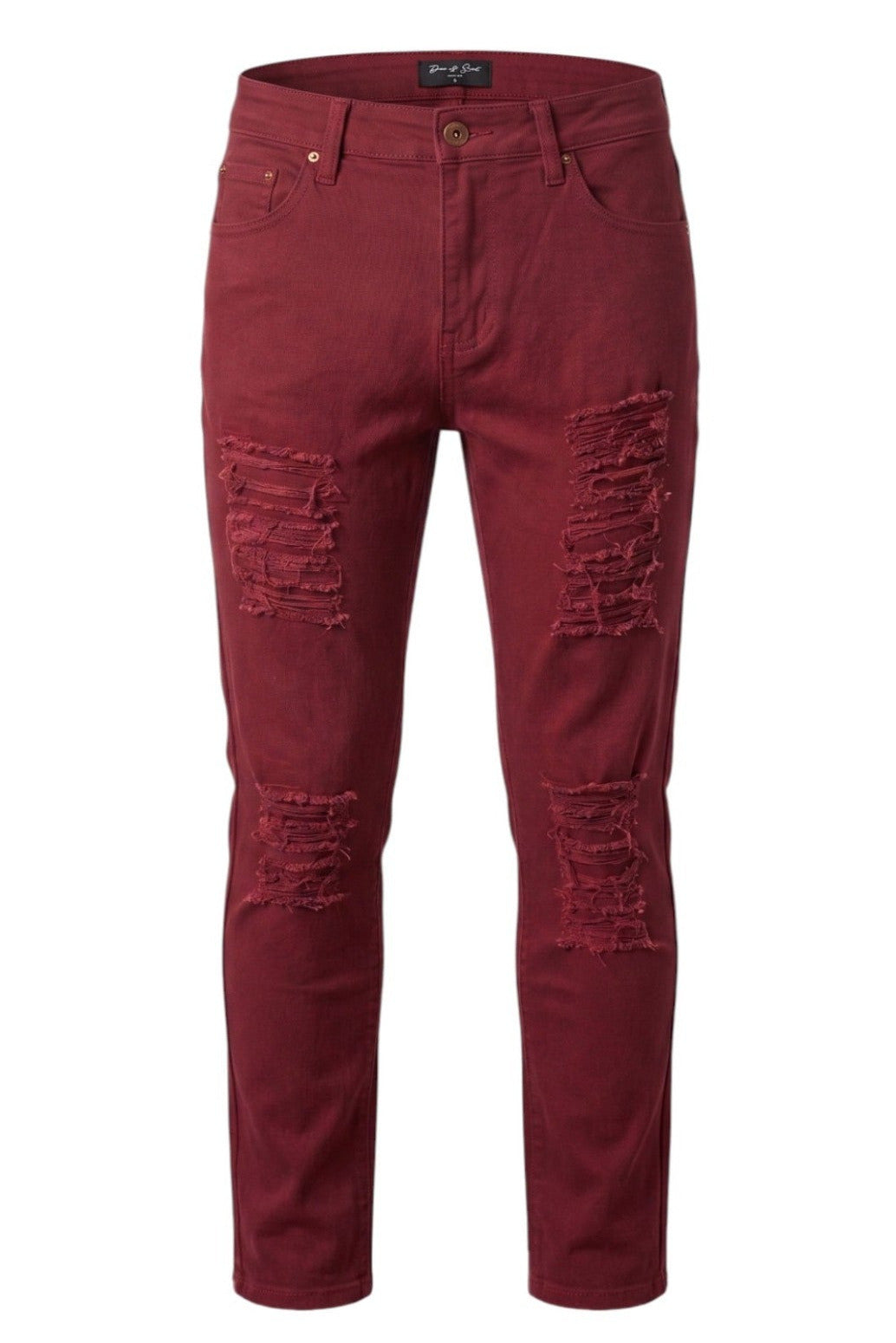 Jean Garçon Bordeaux – Effet Destroy & Déchiré aux Genoux – Ceinture Ajustable – 4 à 14 ans – Neuf