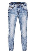 Jean Garçon Bleu – Effet Tie-Dye & Délavé Marbré – Zip Décoratif – Coupe Slim – 8 ans – Neuf