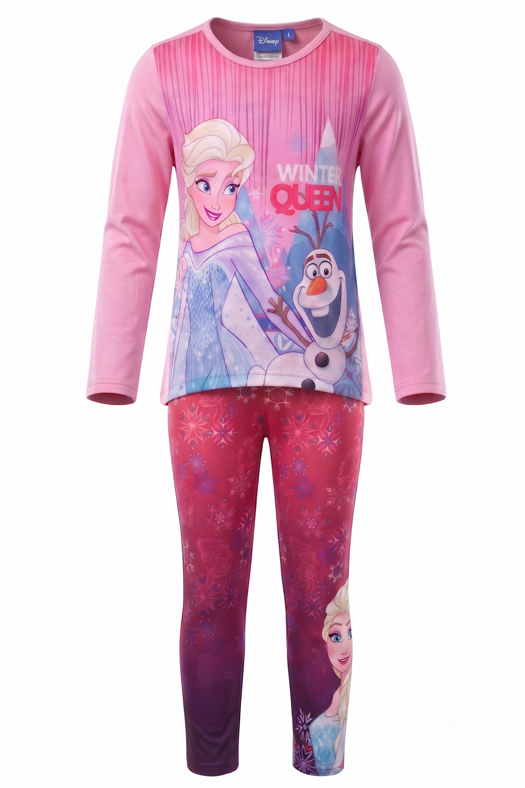 Ensemble Fille La Reine des Neiges Elsa & Olaf – Haut Rose Manches Longues + Legging – 4 à 8 ans – Neuf