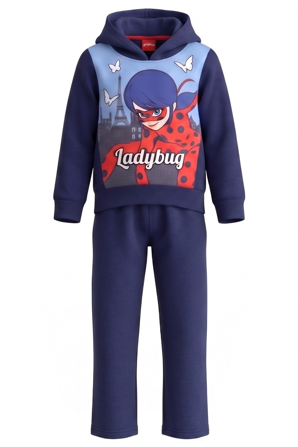 Ensemble Jogging Fille Miraculous Ladybug – Sweat Capuche Bleu Marine + Pantalon – 4 à 8 ans – Neuf
