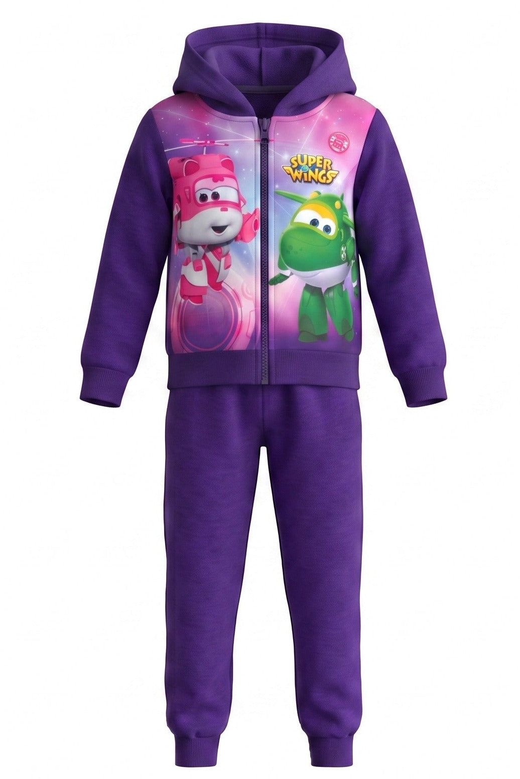 Ensemble Jogging Fille Super Wings Dizzy & Donnie – Veste Capuche Violet + Pantalon – 3 à 6 ans – Neuf