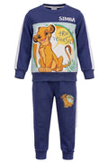 Jogging 2 Pièces Garçon – Sweat Col Rond Bleu Marine Simba “Trust Yourself” + Pantalon Bleu – Bandes Blanches – Disney Le Roi Lion – 2 à 8 ans – Neuf