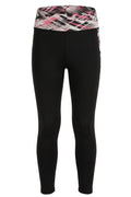 Legging Fille Sport Noir – Ceinture & Bandes Latérales Imprimées Rose & Noir – Stretch – 6 à 16 ans – Neuf