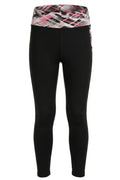 Legging Fille Sport Noir Bandes Laterales Imprimes Rose Stretch 6-16 ans Neuf