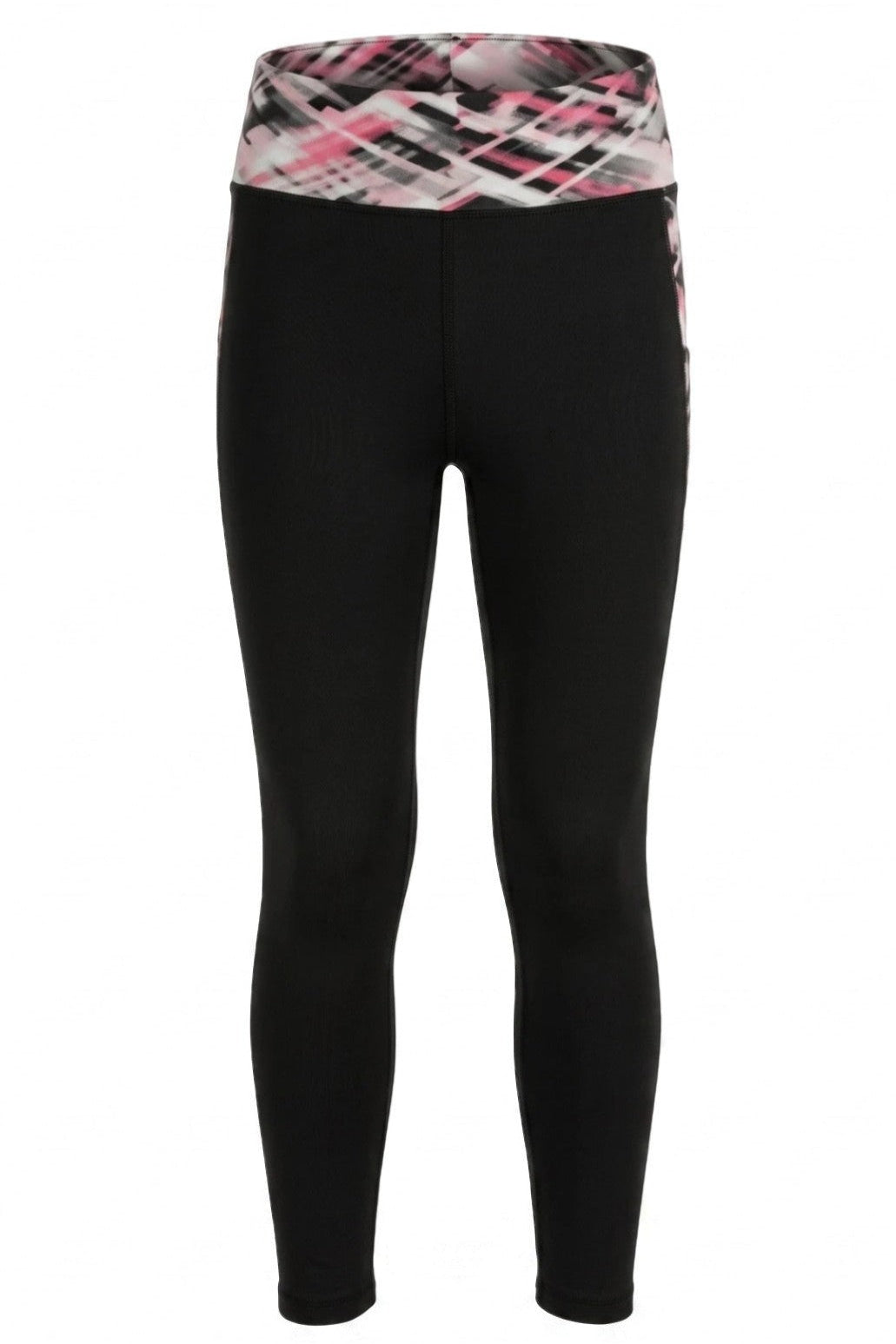 Legging Fille Sport Noir Bandes Laterales Imprimes Rose Stretch 6-16 ans Neuf