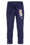 Pantalon Fille Bleu Marine – Motif Elsa Reine des Neiges – Ceinture Dentelle & Nœud – 4 à 8 ans – Neuf