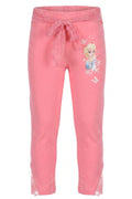 Pantalon Fille Rose Corail – Motif Elsa Reine des Neiges – Ceinture Dentelle & Nœud – 4 à 8 ans – Neuf