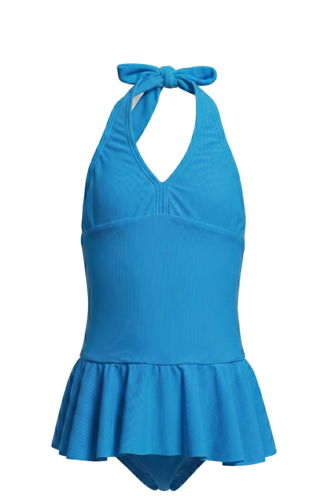 Maillot de Bain 1 Pièce Fille – Bleu Azur avec Jupette & Nœud – 5 à 10 ans – Neuf