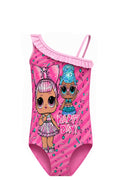 Maillot de Bain 1 Pièce Fille LOL Surprise – Rose Asymétrique à Volant – 3 à 8 ans – Neuf