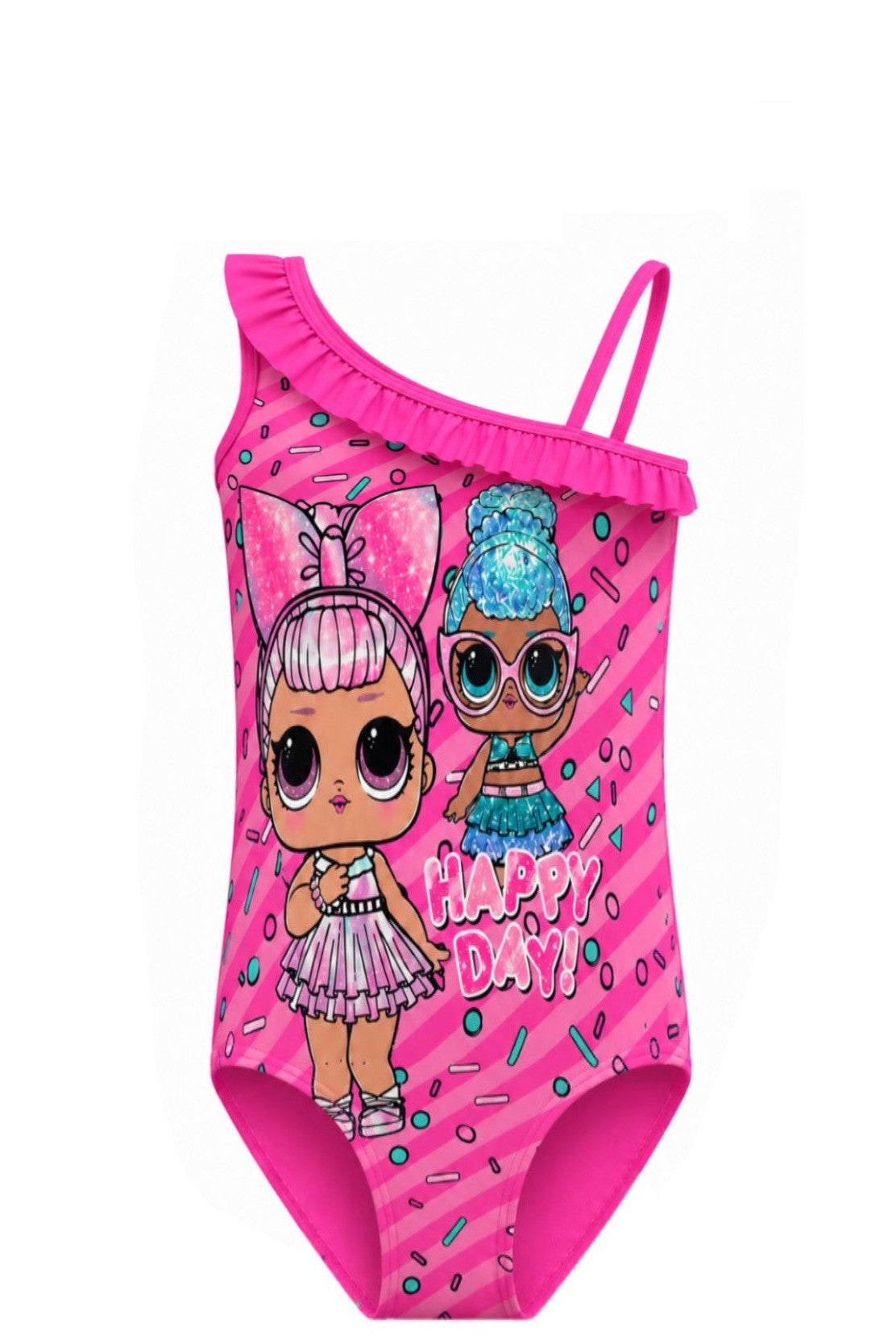Maillot de Bain 1 Pièce Fille LOL Surprise – Rose Fuchsia à Volant – 3 à 8 ans – Neuf