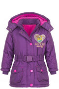 Doudoune Fille Les Minions – Violet & Rose – Capuche, Ceinture & Doublure Chaude – 3 à 8 ans – Neuve