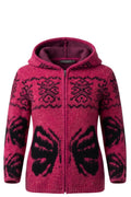 Gilet à Capuche Fille – Rose Fuchsia Motif Papillons & Nordique Zipé – 4 à 14 ans – Neuf