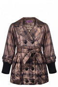 Manteau Trench-coat Fille Buoyance – Marron Doré à Carreaux & Doublure Léopard – 4 à 12 ans – Neuf