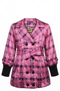 Manteau Trench-coat Fille Buoyance – Rose Fuchsia à Carreaux & Doublure Léopard – 4 à 12 ans – Neuf
