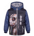 Doudoune Garçon à Capuche – Imprimé Photo-Réaliste BB-8 Star Wars – Noir & Bleu Marine – Poches Zippées – 4 à 10 ans – Neuf