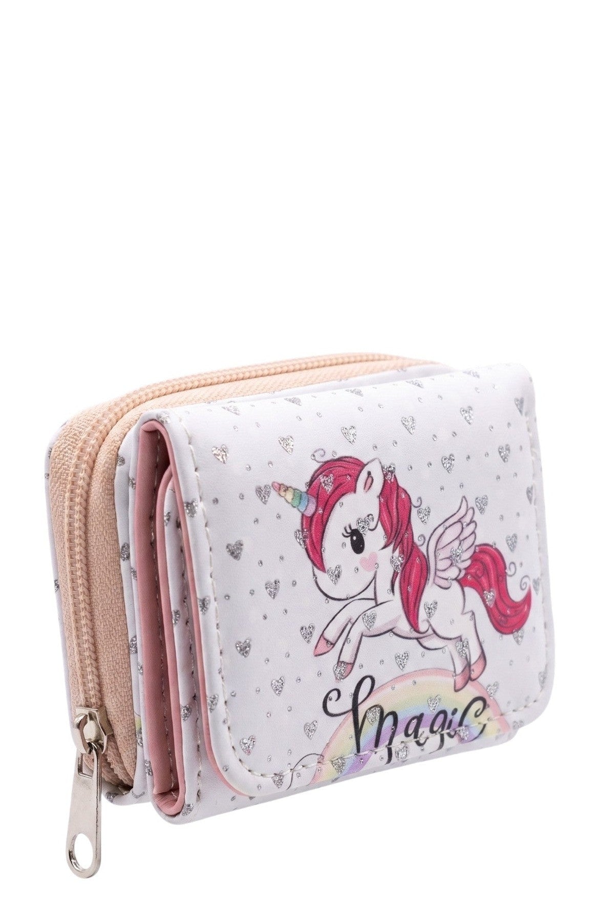 Mini Portefeuille Fille – Licorne Magic – Blanc – Simili Cuir – 9 x 7 cm – Neuf