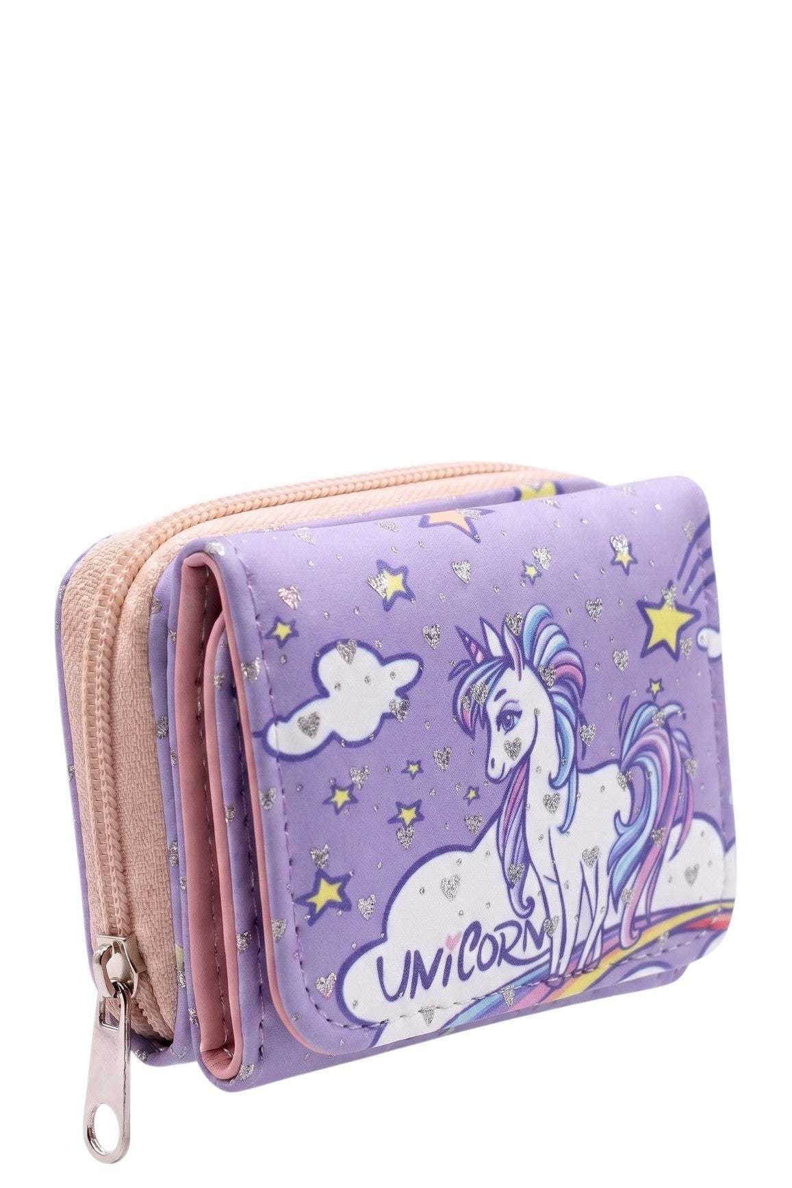 Mini Portefeuille Fille – Licorne Unicorn – Violet – Simili Cuir – 9 x 7 cm – Neuf